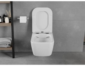 Mexen Elis závesné wc Rimless s toaletným Slim sedátkom z duroplastu, 52 x 34,5 cm, biela - 30910600