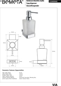 Bemeta Design VIA: Dávkovač mydla, 250 ml - 135009042