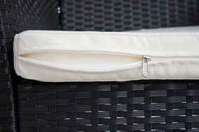 Set 2 záhradných stoličiek Halden, polyratan - antracit, krémové vankúše