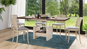 Konferenčný stolík LEXUS, rozkladací, s funkciou zdvíhania dosky, hnedý dub / béžový