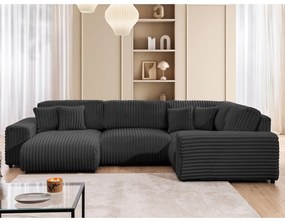 Tmavosivá menčestrová rohová pohovka (pravý roh/do tvaru "U") Justin – Ropez