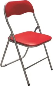 Skladacia stolička Foldus, červená ekokoža%