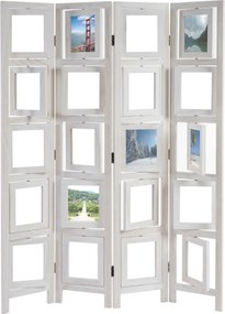 Paraván Shabby s fotorámikmi - 161 x 125 cm - Biela