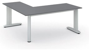 Rohový kancelársky písací stôl PRIMO FLEXIBLE, 1800 x 1800 mm, grafitová