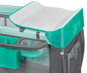 Lionelo - Cestovná postieľka SVEN PLUS šedá/tyrkysová