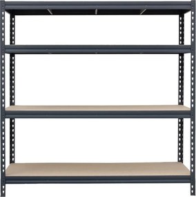 Kovové regály BULLRACK RIVET PRO 200x150x45 DTD drevotrieska 4 úrovne antracitová sivá