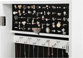 Skrinka na šperky, závesná zrkadlová skrinka, biela