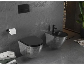 Mexen Lena, závesný bidet 480x370x325 mm, čierna matná - strieborná, 35224872