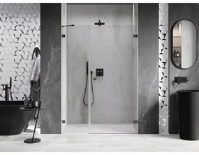 Mexen Lunar-B, výklopné pravé sprchové dvere 115 cm, 8mm číre sklo, brúsený grafit profil, 832S-115-050-66-00-P