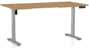 Výškovo nastaviteľný stôl OfficeTech B, 160 x 80 cm, sivá podnož, dub kamenný
