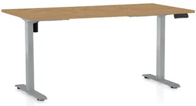 Výškovo nastaviteľný stôl OfficeTech B, 160 x 80 cm, sivá podnož, dub kamenný