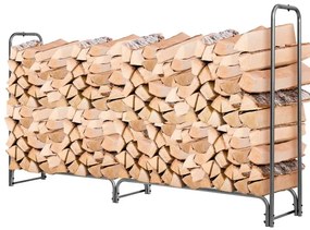 240 cm dlhý stojan na drevo na uskladnenie palivového dreva Čierny železný stojan na palivové drevo