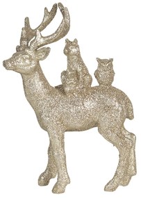 Zlatá dekoračné soška Jelen - 14*4*19 cm