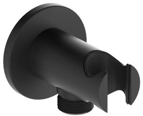 KFA Armatura 845-053-81 - Okrúhly držiak sprchy s vývodom MOZA mosadz/matná čierna