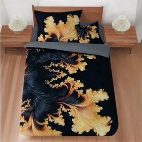 Jahu 3D Obliečky mikrosatén – Čiernozlatá harmónia (140×200, 70×90, 45×45 cm)