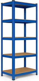 Regál 180x90x40 cm lakovaný 5-policový, nosnosť 875 kg - modrý
