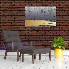 Obraz - Modrá a zlatá abstrakcia N⁰1 (90x60 cm)