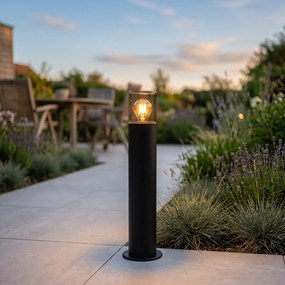 Vonkajšia stojaca lampa čierna s dymovým tienidlom 50 cm - Odense