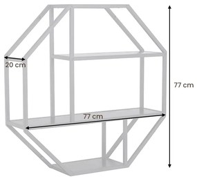 Dizajnový nástenný regál Maille 77 cm čierny jaseň