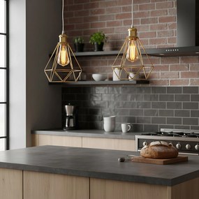 Toolight - Závesná lampa kovová 392197, zlatá, OSW-09680