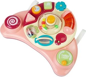 LEAN Toys Interaktívny panel – hračka pre bábätká s hudbou a zvukmi zvierat, ružová