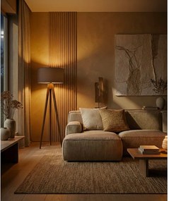 Tmavosivá/v prírodnej farbe stojacia lampa s textilným tienidlom (výška 153 cm) Tripod – Opviq lights