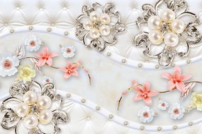 Samolepiaca tapeta luxusné kvetinové šperky - 450x300