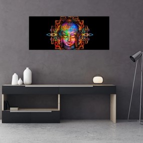 Obraz - Busta Budhu v neónových farbách (120x50 cm)
