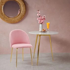Jedálenská stolička FARGO zamatová, zlatá / ružová