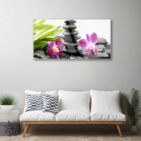 Skleneny obraz Kamene zen kúpele orchidea 120x60 cm