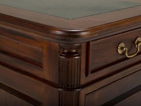furniture-nabytek.cz - Masívny písací stôl Cambridge z mahagónu, lakovaný, hnedý so zelenou kožou – 180×80 cm