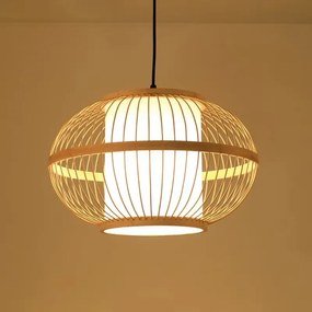 Toolight Natural, závesné stropné svietidlo 50cm 1xE27 APP1632-1CP, prírodná hnedá-biela, OSW-05144