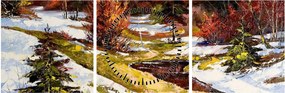 Obraz - Príchod jari (s hodinami) (90x30 cm)