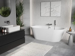 Mexen Oris, voľne stojaca ryhovaná vaňa 150 x 75 cm, biela lesklá, chrómový prepad, 52871507500-01