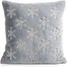 CHLPATÁ VIANOČNÁ DEKORAČNÁ OBLIEČKA NA VANKÚŠ SNOWY 45X45 CM SIVÁ