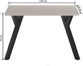 Vintino Jedálenský stôl ADRIAN 120 × 68 cm – kašmír / čierna oceľ