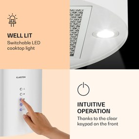 Klarstein Barella, digestor, 38 cm, 518 m³/h, LED, biely