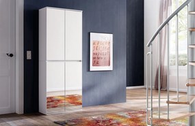 Zrkadlová viacúčelová skriňa s policami Mirror, 74 cm, biela