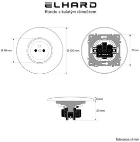Elhard Okrúhla zásuvka Rondo s okrúhlym rámčekom, biela - kompletná RD6000W