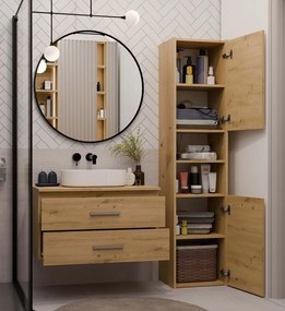 Závěsná skříňka pod umyvadlo s deskou Nel 2S 80 cm dub Artisan