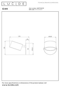Lucide 44217/08/30 - LED nástenné bodové svietidlo GIAN LED/9W/230V čierne