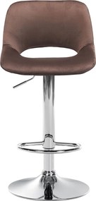 Barová stolička Camden - zamat, chróm rám - Hnedá