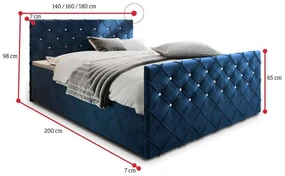 Čalúnená posteľ boxspring MINDY - magic velvet 2221 / 140x200