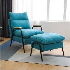 Tyrkysové polohovacie kreslo BRISTOL s podnožkou