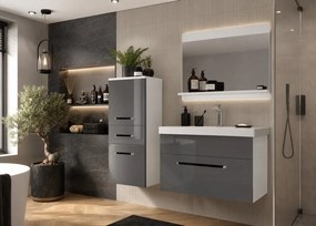 Kúpeľňový nábytok Belini šedý lesk + umývadlo + zrkadlo  ROD P 2/0/W/S/0/ZW