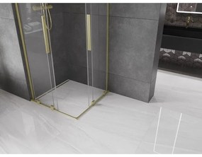 Mexen Velar L Duo, sprchový kút s posuvnými dverami 100 x 100 cm, 8mm číre sklo, zlatá matná, 871-100-100-02-03-55