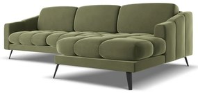 Zelená zamatová rohová pohovka (pravý roh) Nalu – Makamii