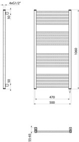 Sapho - Elektrický sušiak na uteráky METRO-E 400W/230V 50x106 cm biela