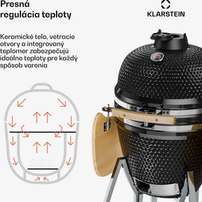 Klarstein Kingsize, kamado gril, keramický, 21", údenie, pomalé pečenie, nehrdzavejúca oceľ