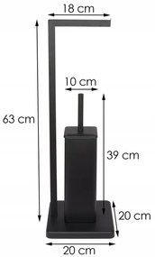 Držiak toaletného papiera s WC štetkou - čierny